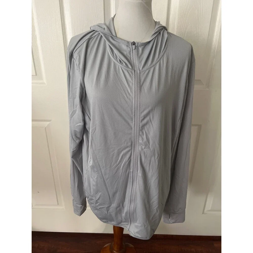 BaLeaf Womens Running Jacket Plus Size 3X Full Zip Athletic Workout Hooded Sport
